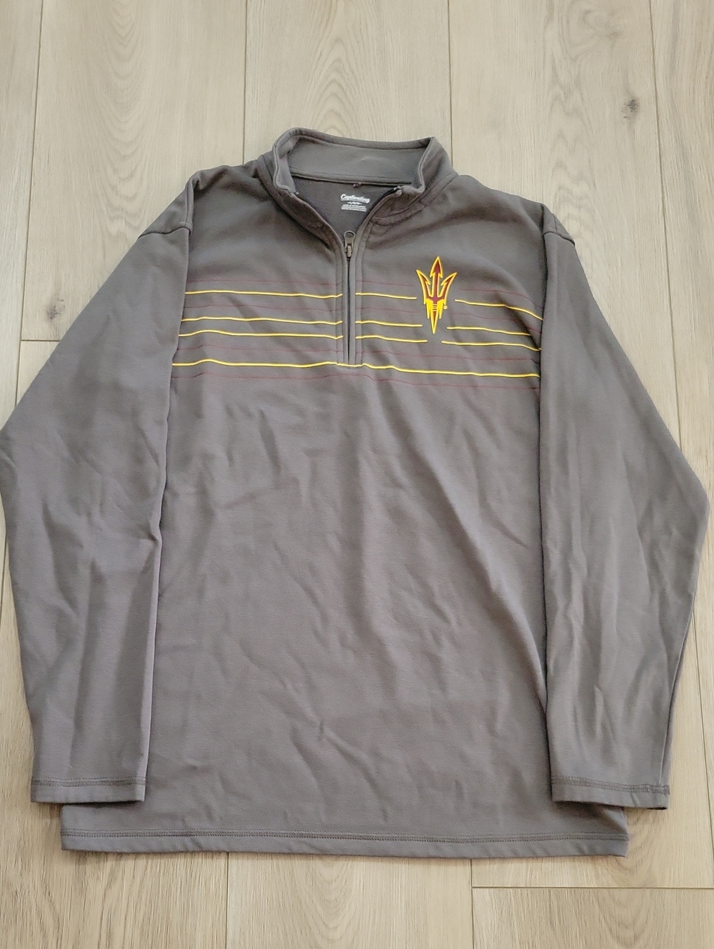 Men's Gray Quarter-Zip Pullover Jacket With ASU Logo